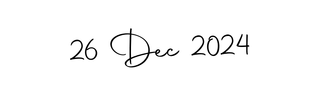 Design your own signature with our free online signature maker. With this signature software, you can create a handwritten (Autography-DOLnW) signature for name 26 Dec 2024. 26 Dec 2024 signature style 10 images and pictures png