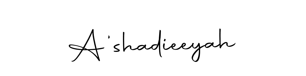 How to make A'shadieeyah name signature. Use Autography-DOLnW style for creating short signs online. This is the latest handwritten sign. A'shadieeyah signature style 10 images and pictures png