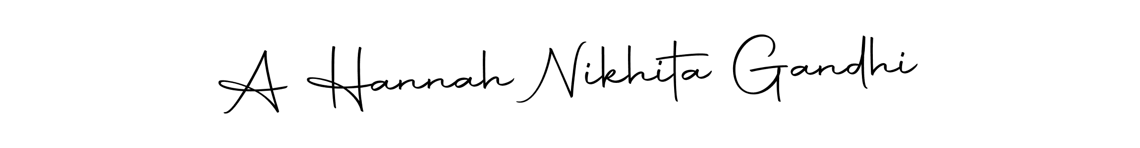 How to make A Hannah Nikhita Gandhi name signature. Use Autography-DOLnW style for creating short signs online. This is the latest handwritten sign. A Hannah Nikhita Gandhi signature style 10 images and pictures png