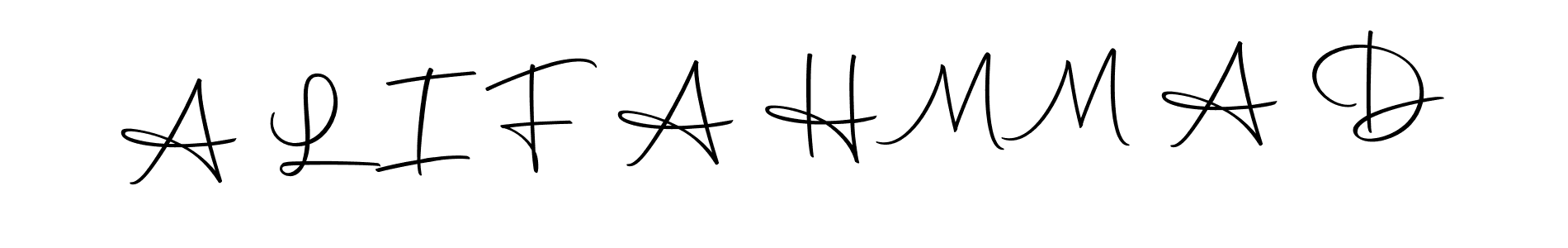How to make A L I F A H M M A D name signature. Use Autography-DOLnW style for creating short signs online. This is the latest handwritten sign. A L I F A H M M A D signature style 10 images and pictures png