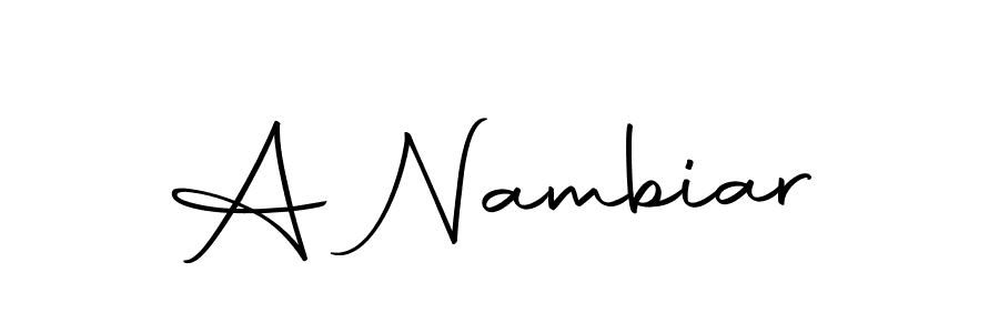 The best way (Autography-DOLnW) to make a short signature is to pick only two or three words in your name. The name A Nambiar include a total of six letters. For converting this name. A Nambiar signature style 10 images and pictures png
