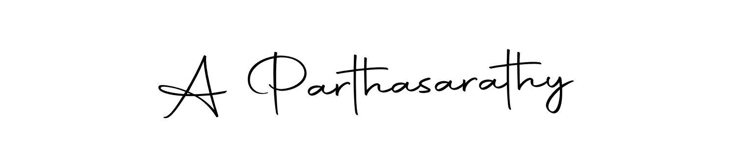 How to make A Parthasarathy name signature. Use Autography-DOLnW style for creating short signs online. This is the latest handwritten sign. A Parthasarathy signature style 10 images and pictures png