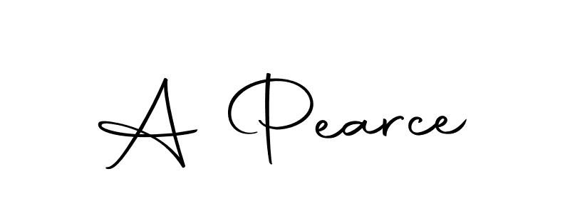 How to make A Pearce name signature. Use Autography-DOLnW style for creating short signs online. This is the latest handwritten sign. A Pearce signature style 10 images and pictures png