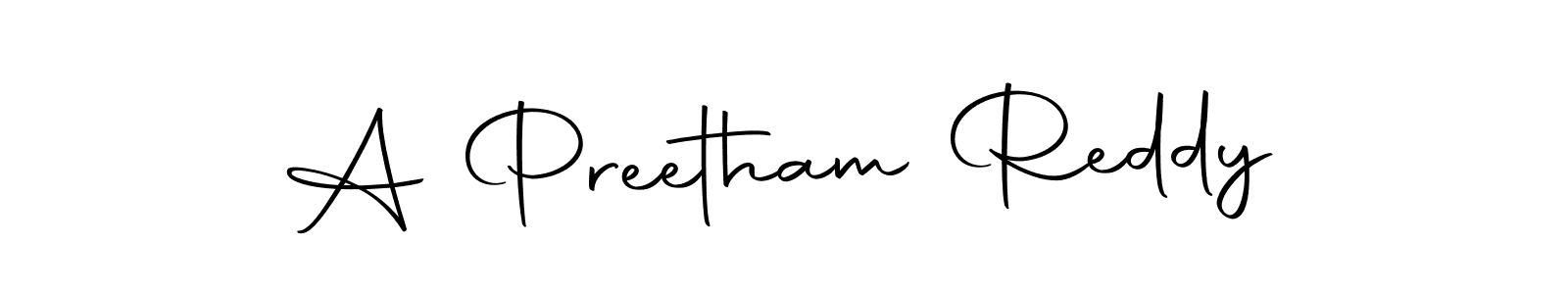 How to make A Preetham Reddy name signature. Use Autography-DOLnW style for creating short signs online. This is the latest handwritten sign. A Preetham Reddy signature style 10 images and pictures png