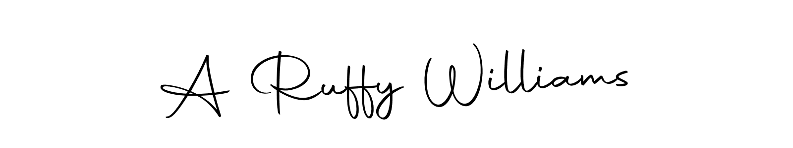 The best way (Autography-DOLnW) to make a short signature is to pick only two or three words in your name. The name A Ruffy Williams include a total of six letters. For converting this name. A Ruffy Williams signature style 10 images and pictures png