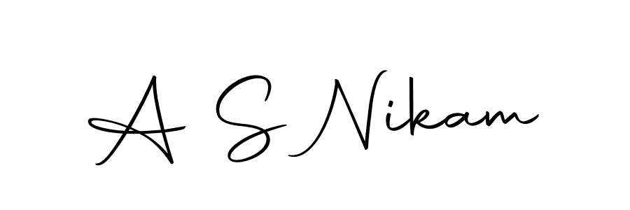 How to make A S Nikam name signature. Use Autography-DOLnW style for creating short signs online. This is the latest handwritten sign. A S Nikam signature style 10 images and pictures png