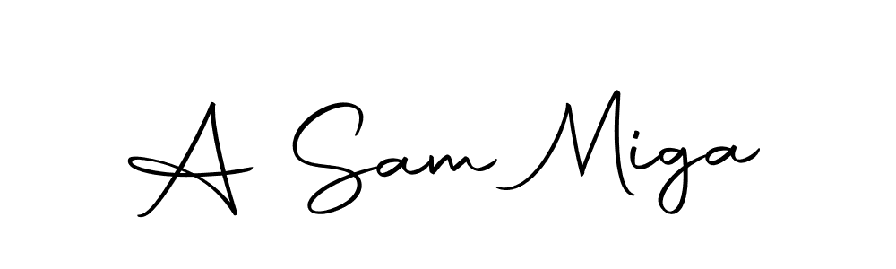 How to make A Sam Miga name signature. Use Autography-DOLnW style for creating short signs online. This is the latest handwritten sign. A Sam Miga signature style 10 images and pictures png