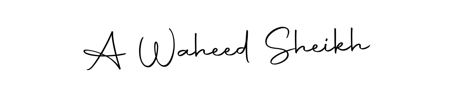 How to make A Waheed Sheikh name signature. Use Autography-DOLnW style for creating short signs online. This is the latest handwritten sign. A Waheed Sheikh signature style 10 images and pictures png
