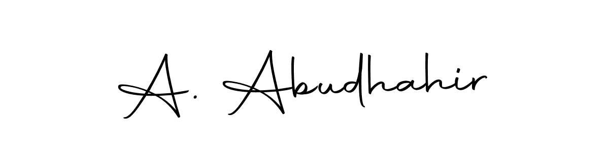 This is the best signature style for the A. Abudhahir name. Also you like these signature font (Autography-DOLnW). Mix name signature. A. Abudhahir signature style 10 images and pictures png