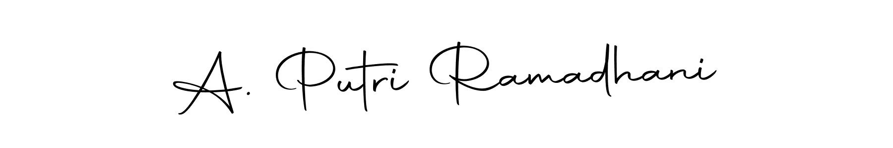 Design your own signature with our free online signature maker. With this signature software, you can create a handwritten (Autography-DOLnW) signature for name A. Putri Ramadhani. A. Putri Ramadhani signature style 10 images and pictures png