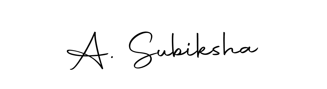 The best way (Autography-DOLnW) to make a short signature is to pick only two or three words in your name. The name A. Subiksha include a total of six letters. For converting this name. A. Subiksha signature style 10 images and pictures png