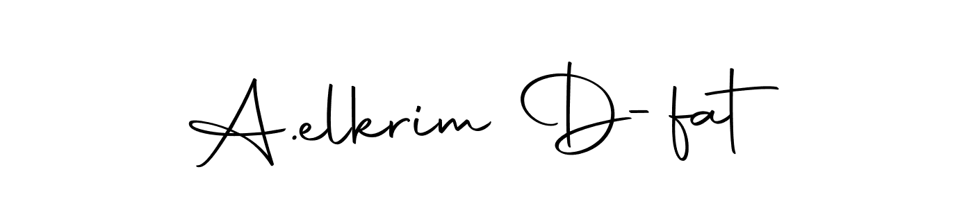 You should practise on your own different ways (Autography-DOLnW) to write your name (A.elkrim D-fat) in signature. don't let someone else do it for you. A.elkrim D-fat signature style 10 images and pictures png