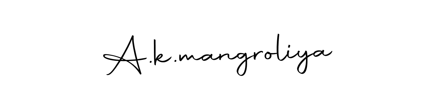 Use a signature maker to create a handwritten signature online. With this signature software, you can design (Autography-DOLnW) your own signature for name A.k.mangroliya. A.k.mangroliya signature style 10 images and pictures png