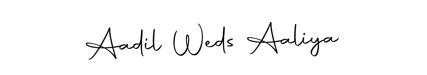 How to make Aadil Weds Aaliya name signature. Use Autography-DOLnW style for creating short signs online. This is the latest handwritten sign. Aadil Weds Aaliya signature style 10 images and pictures png