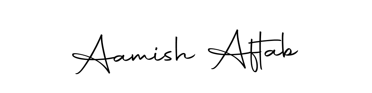 How to make Aamish Aftab name signature. Use Autography-DOLnW style for creating short signs online. This is the latest handwritten sign. Aamish Aftab signature style 10 images and pictures png