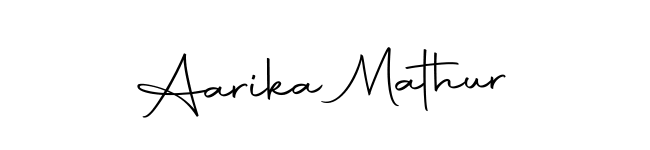 How to make Aarika Mathur name signature. Use Autography-DOLnW style for creating short signs online. This is the latest handwritten sign. Aarika Mathur signature style 10 images and pictures png