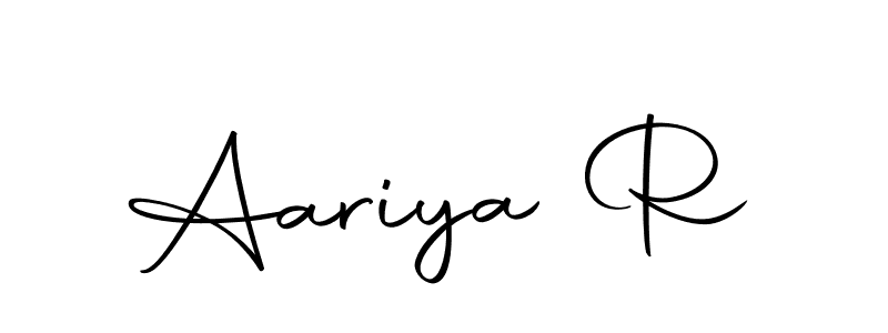 How to make Aariya R name signature. Use Autography-DOLnW style for creating short signs online. This is the latest handwritten sign. Aariya R signature style 10 images and pictures png