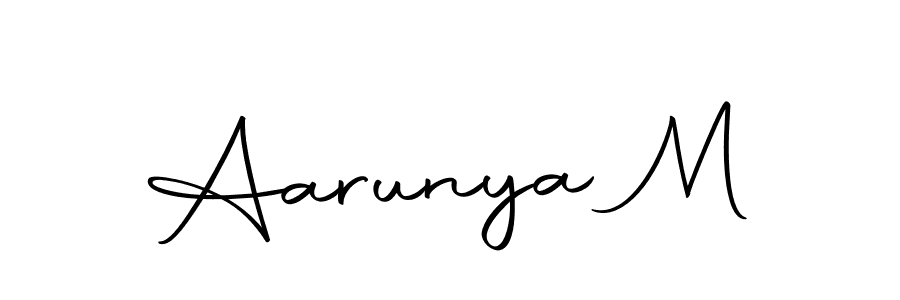 Use a signature maker to create a handwritten signature online. With this signature software, you can design (Autography-DOLnW) your own signature for name Aarunya M. Aarunya M signature style 10 images and pictures png