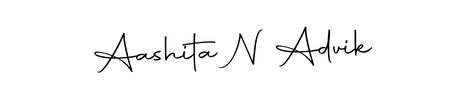 How to make Aashita N Advik name signature. Use Autography-DOLnW style for creating short signs online. This is the latest handwritten sign. Aashita N Advik signature style 10 images and pictures png