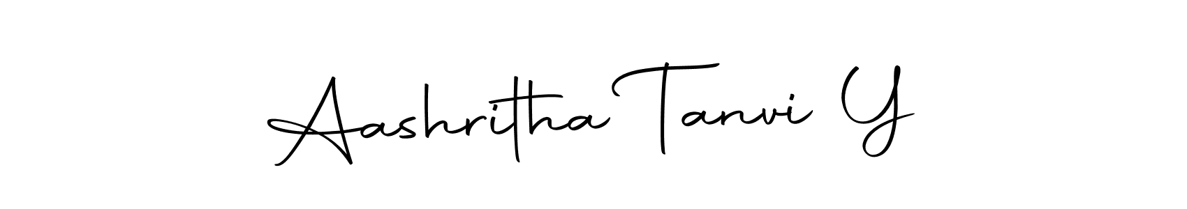 How to make Aashritha Tanvi Y name signature. Use Autography-DOLnW style for creating short signs online. This is the latest handwritten sign. Aashritha Tanvi Y signature style 10 images and pictures png