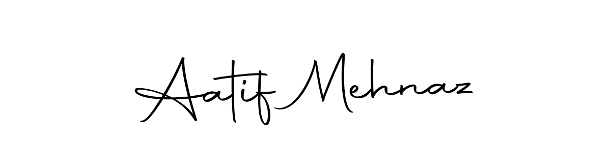 How to make Aatif Mehnaz name signature. Use Autography-DOLnW style for creating short signs online. This is the latest handwritten sign. Aatif Mehnaz signature style 10 images and pictures png