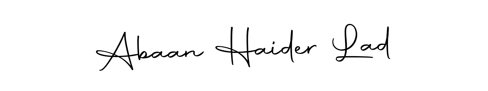 How to make Abaan Haider Lad name signature. Use Autography-DOLnW style for creating short signs online. This is the latest handwritten sign. Abaan Haider Lad signature style 10 images and pictures png