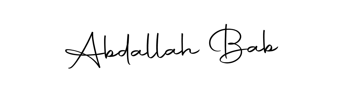 You should practise on your own different ways (Autography-DOLnW) to write your name (Abdallah Bab) in signature. don't let someone else do it for you. Abdallah Bab signature style 10 images and pictures png