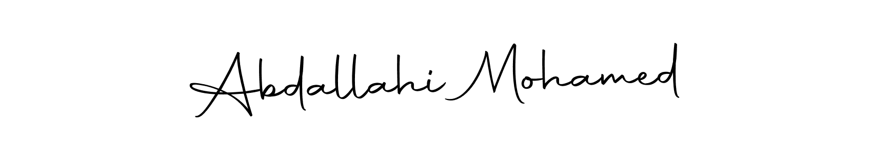 How to make Abdallahi Mohamed name signature. Use Autography-DOLnW style for creating short signs online. This is the latest handwritten sign. Abdallahi Mohamed signature style 10 images and pictures png