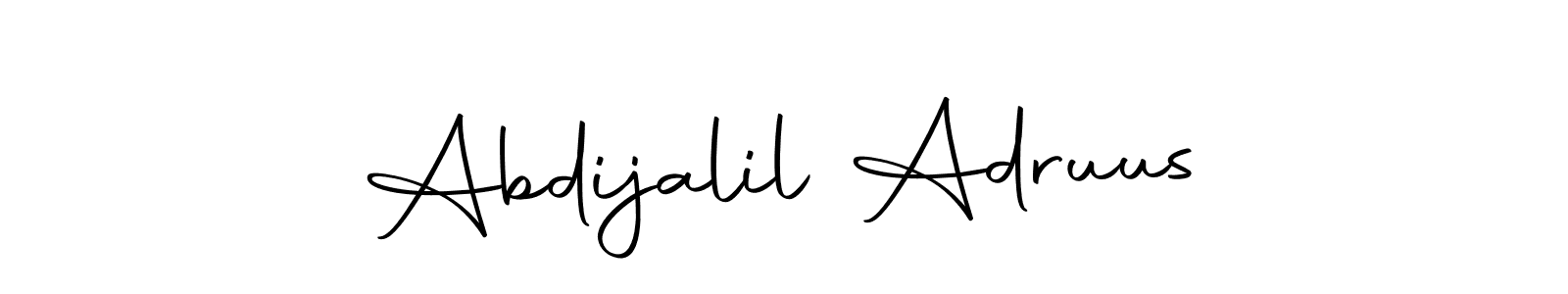 Design your own signature with our free online signature maker. With this signature software, you can create a handwritten (Autography-DOLnW) signature for name Abdijalil Adruus. Abdijalil Adruus signature style 10 images and pictures png