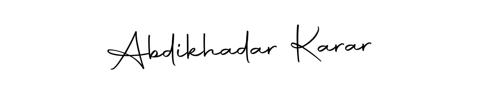 How to make Abdikhadar Karar name signature. Use Autography-DOLnW style for creating short signs online. This is the latest handwritten sign. Abdikhadar Karar signature style 10 images and pictures png