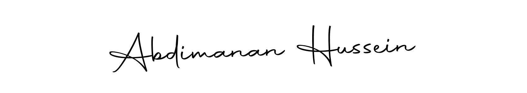 Create a beautiful signature design for name Abdimanan Hussein. With this signature (Autography-DOLnW) fonts, you can make a handwritten signature for free. Abdimanan Hussein signature style 10 images and pictures png