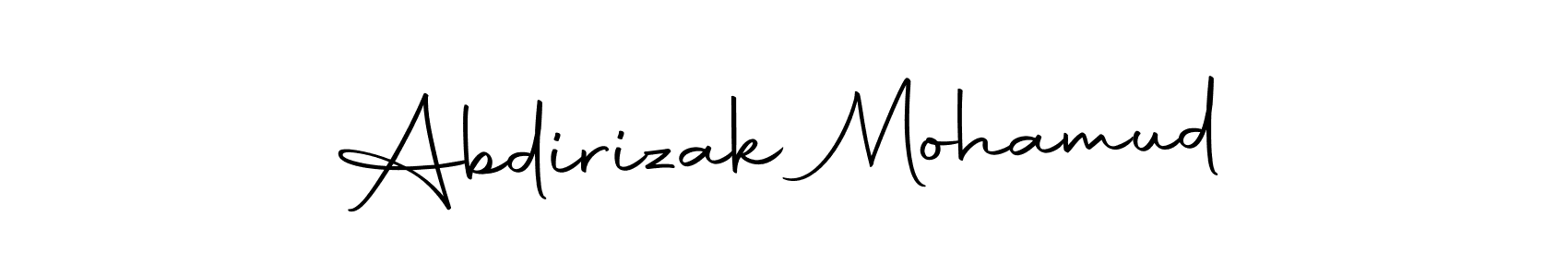 How to make Abdirizak Mohamud name signature. Use Autography-DOLnW style for creating short signs online. This is the latest handwritten sign. Abdirizak Mohamud signature style 10 images and pictures png