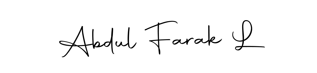 Autography-DOLnW is a professional signature style that is perfect for those who want to add a touch of class to their signature. It is also a great choice for those who want to make their signature more unique. Get Abdul Farak L name to fancy signature for free. Abdul Farak L signature style 10 images and pictures png