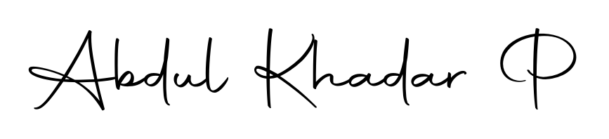 Achieve flawless digital penmanship with Abdul Khadar P name in Autography-DOLnW font. The perfect tool for creating online signatures. Abdul Khadar P signature style 10 images and pictures png