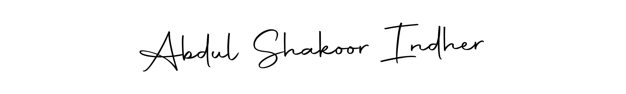 How to make Abdul Shakoor Indher name signature. Use Autography-DOLnW style for creating short signs online. This is the latest handwritten sign. Abdul Shakoor Indher signature style 10 images and pictures png