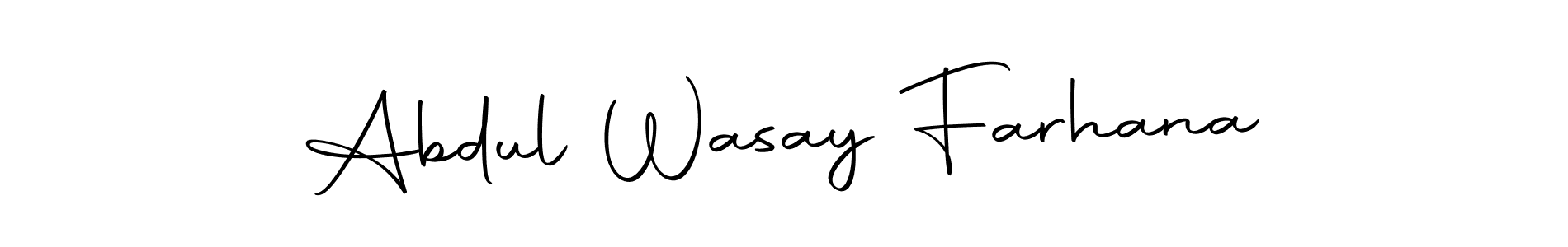 How to make Abdul Wasay Farhana name signature. Use Autography-DOLnW style for creating short signs online. This is the latest handwritten sign. Abdul Wasay Farhana signature style 10 images and pictures png