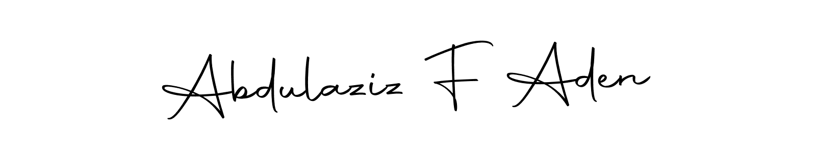 How to make Abdulaziz F Aden name signature. Use Autography-DOLnW style for creating short signs online. This is the latest handwritten sign. Abdulaziz F Aden signature style 10 images and pictures png