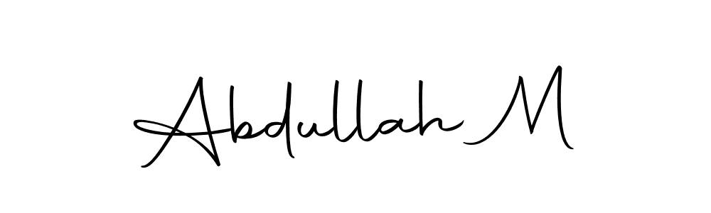 How to make Abdullah M name signature. Use Autography-DOLnW style for creating short signs online. This is the latest handwritten sign. Abdullah M signature style 10 images and pictures png