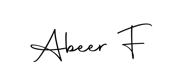 Create a beautiful signature design for name Abeer F. With this signature (Autography-DOLnW) fonts, you can make a handwritten signature for free. Abeer F signature style 10 images and pictures png