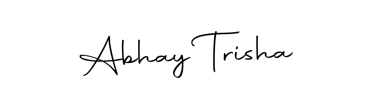 You should practise on your own different ways (Autography-DOLnW) to write your name (Abhay Trisha) in signature. don't let someone else do it for you. Abhay Trisha signature style 10 images and pictures png