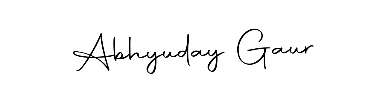 How to make Abhyuday Gaur name signature. Use Autography-DOLnW style for creating short signs online. This is the latest handwritten sign. Abhyuday Gaur signature style 10 images and pictures png