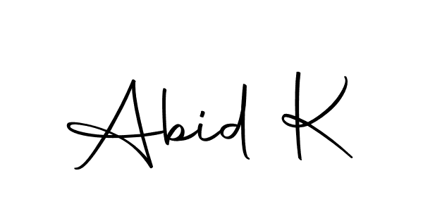 Use a signature maker to create a handwritten signature online. With this signature software, you can design (Autography-DOLnW) your own signature for name Abid K. Abid K signature style 10 images and pictures png