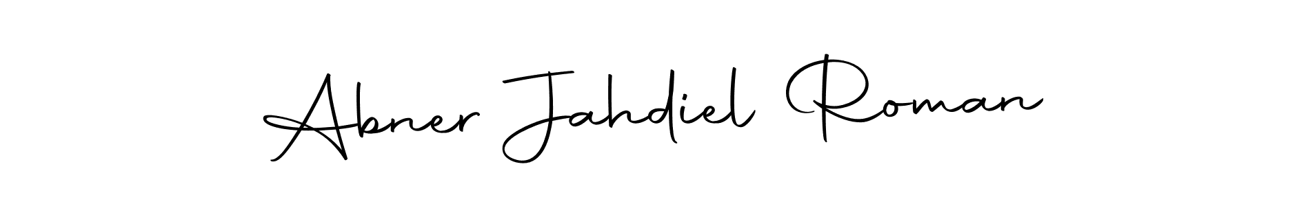 How to make Abner Jahdiel Roman name signature. Use Autography-DOLnW style for creating short signs online. This is the latest handwritten sign. Abner Jahdiel Roman signature style 10 images and pictures png