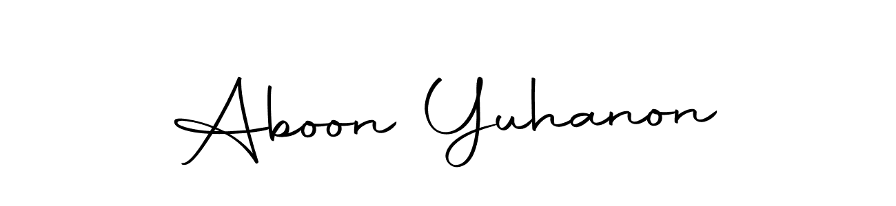 How to make Aboon Yuhanon name signature. Use Autography-DOLnW style for creating short signs online. This is the latest handwritten sign. Aboon Yuhanon signature style 10 images and pictures png