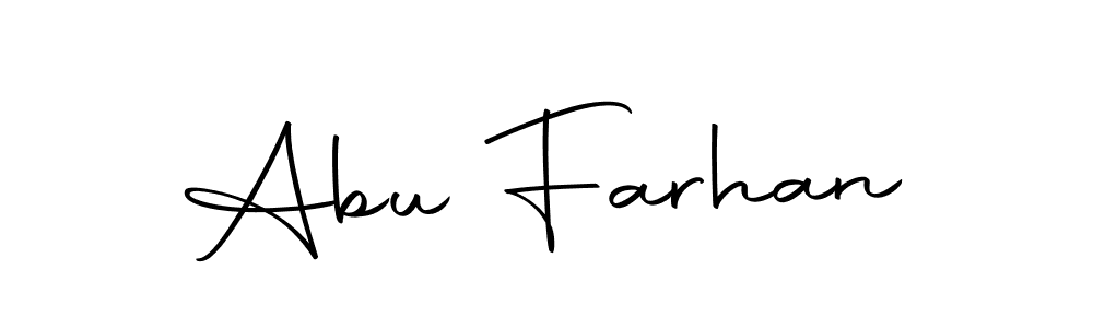 How to make Abu Farhan name signature. Use Autography-DOLnW style for creating short signs online. This is the latest handwritten sign. Abu Farhan signature style 10 images and pictures png