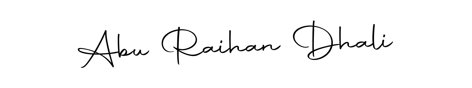 The best way (Autography-DOLnW) to make a short signature is to pick only two or three words in your name. The name Abu Raihan Dhali include a total of six letters. For converting this name. Abu Raihan Dhali signature style 10 images and pictures png