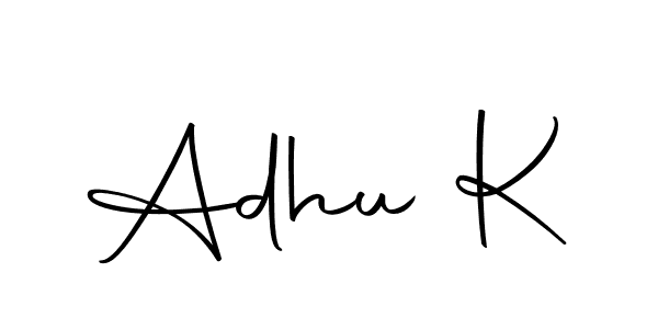 How to make Adhu K name signature. Use Autography-DOLnW style for creating short signs online. This is the latest handwritten sign. Adhu K signature style 10 images and pictures png