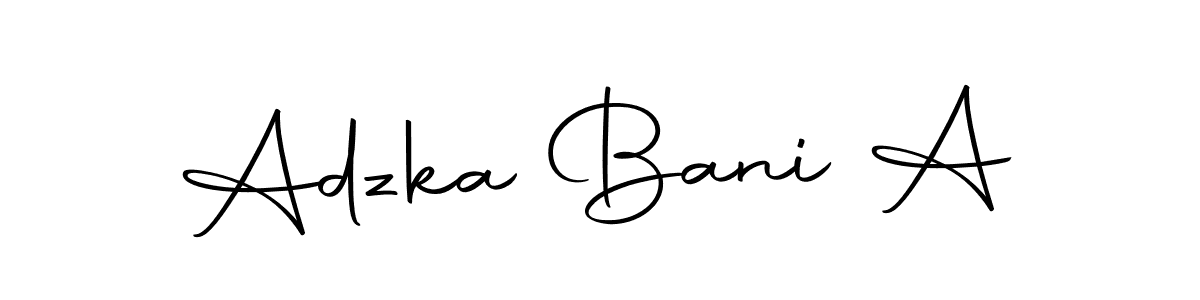 How to make Adzka Bani A name signature. Use Autography-DOLnW style for creating short signs online. This is the latest handwritten sign. Adzka Bani A signature style 10 images and pictures png
