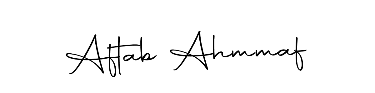 How to make Aftab Ahmmaf name signature. Use Autography-DOLnW style for creating short signs online. This is the latest handwritten sign. Aftab Ahmmaf signature style 10 images and pictures png