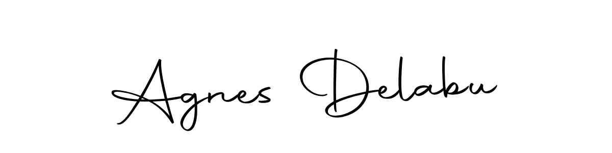 How to make Agnes Delabu name signature. Use Autography-DOLnW style for creating short signs online. This is the latest handwritten sign. Agnes Delabu signature style 10 images and pictures png